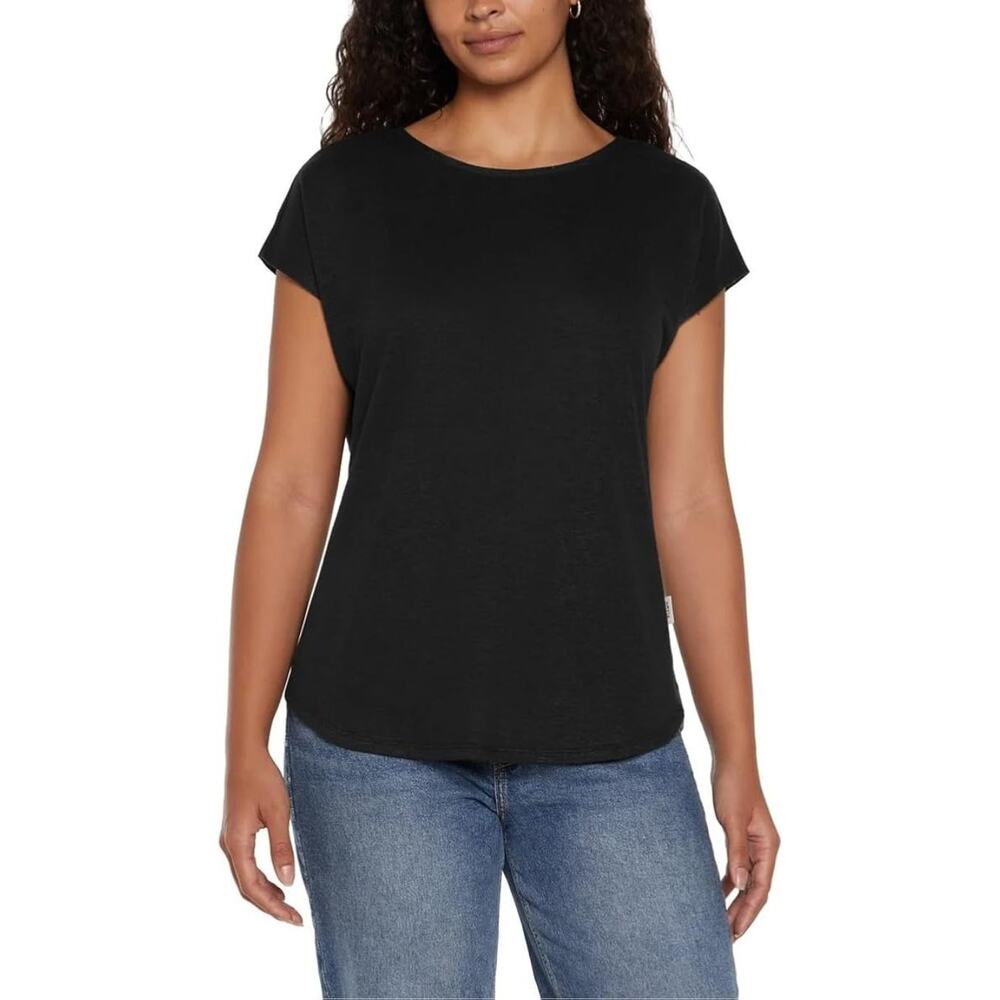 Orvis Linen Blend Short‎ Sleeve Top (Size S/CH) Black